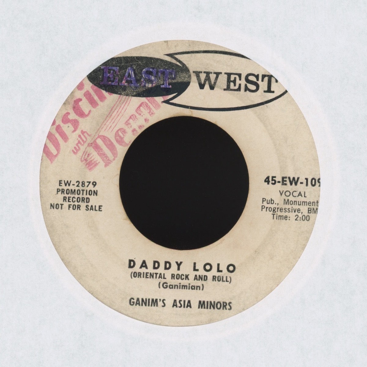 Ganims Asia Minors – Daddy Lolo on East West Promo Exotica Popcorn 45