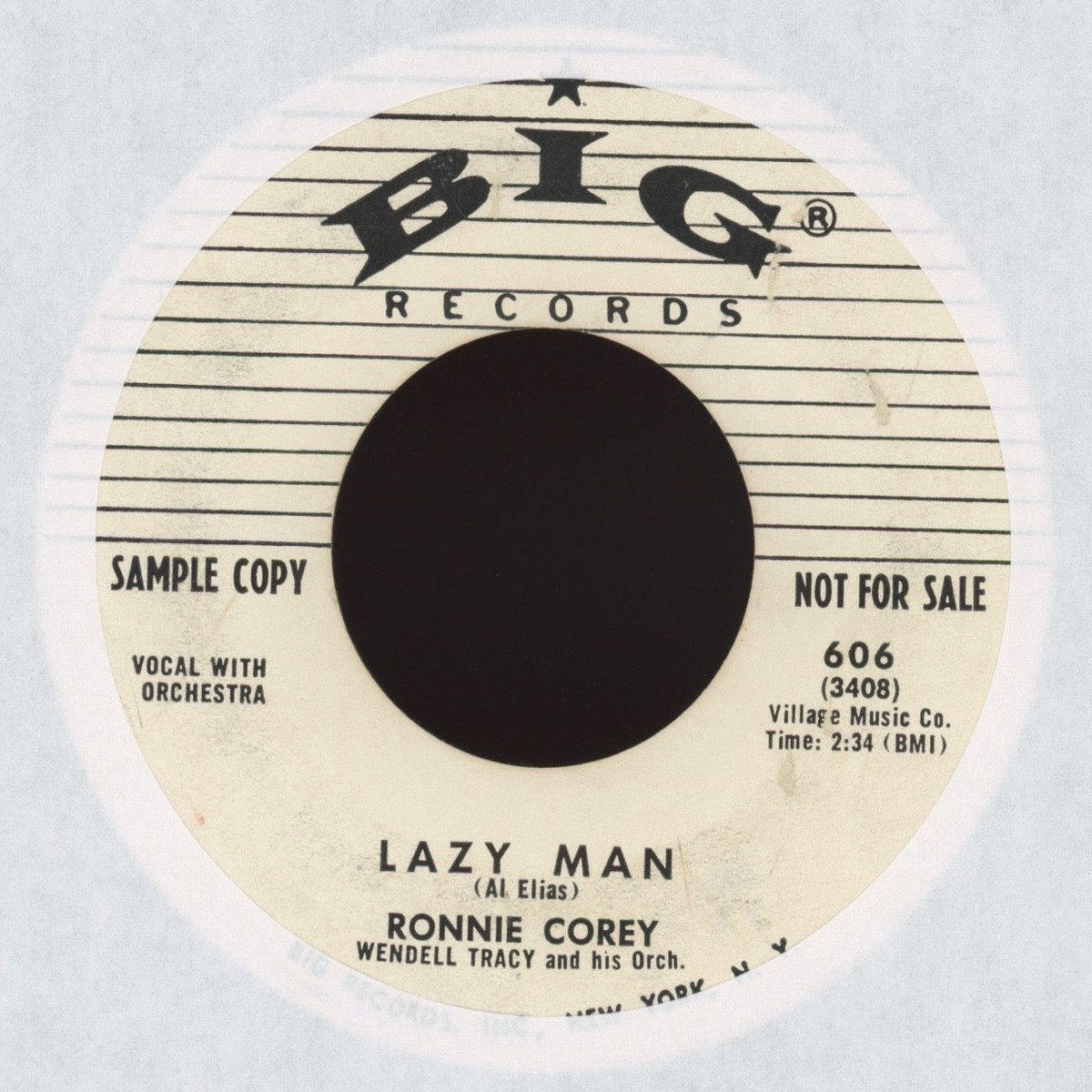 Ronnie Corey – Lazy Man on Big Promo RB Popcorn 45