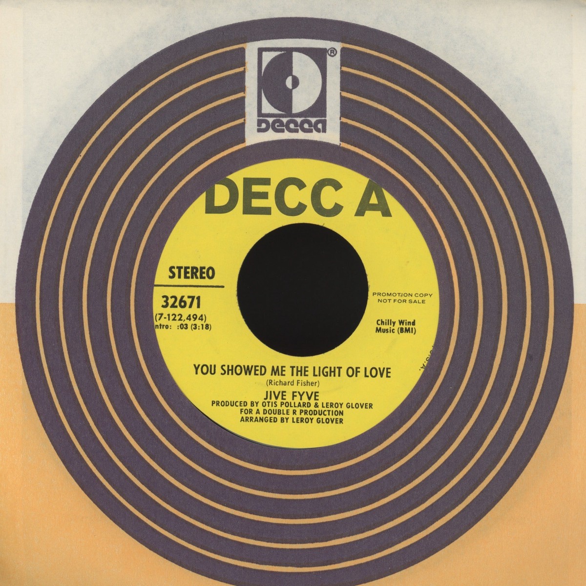 The Jive Five Fyve – You Showed Me The Light of Love on Decca Promo Northern Soul 45