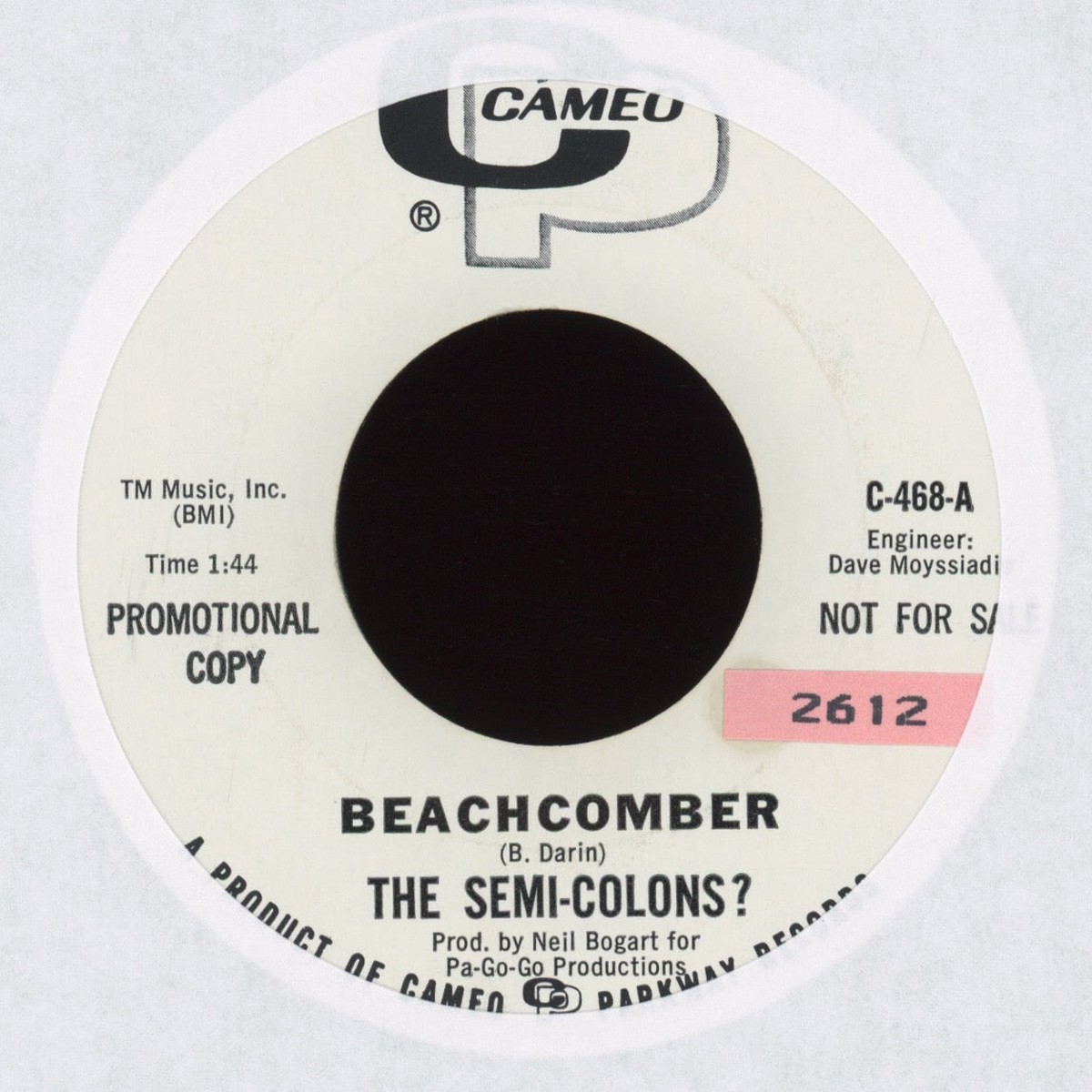 The Semi-Colons - Beachcomber on Cameo Parkway Promo Instro RB Mod 45