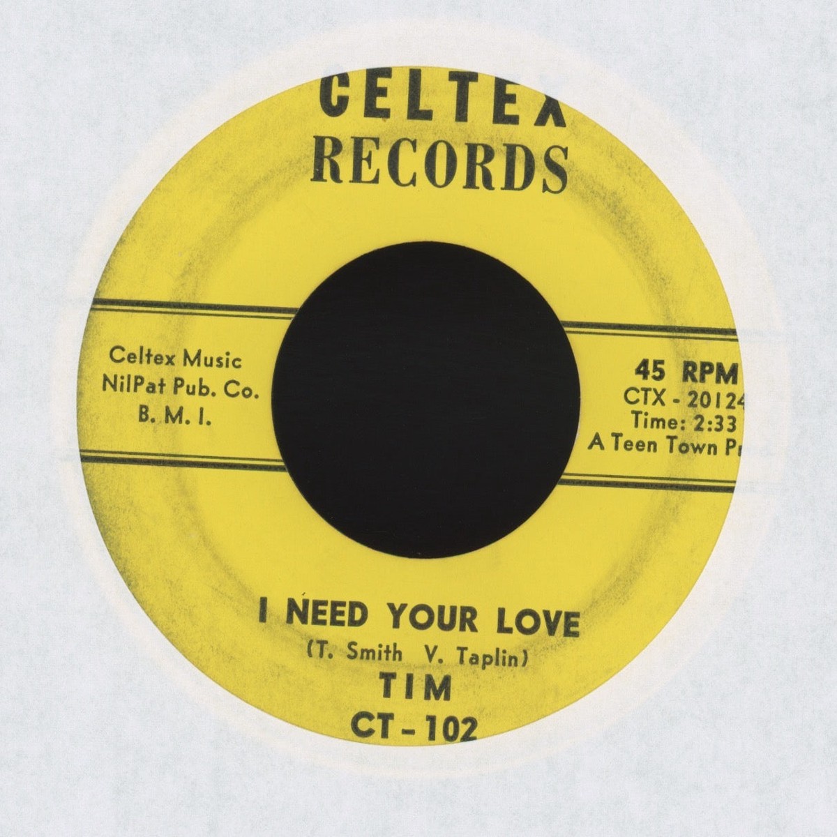 Tim - I Need Your Love on Celtex Northern Soul 45