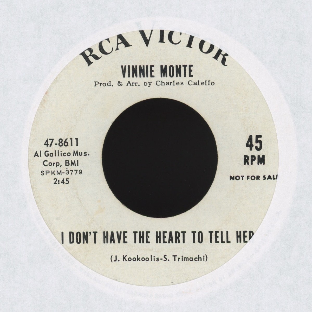 Vinnie Monte -I Dont Have the Heart to Tell Her on RCA Promo Northern Soul 45