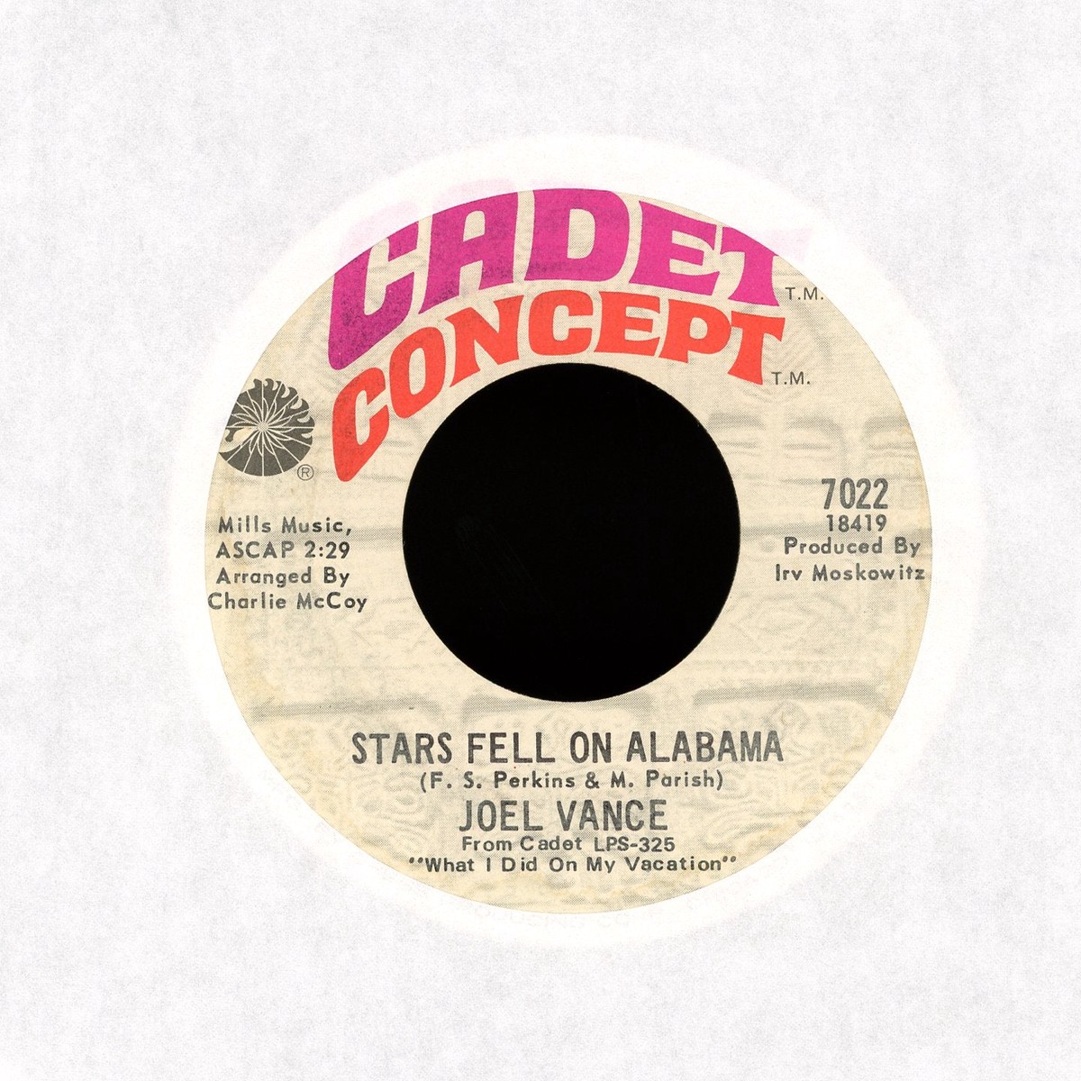 Joel Vance – Stars Fell On Alabama on Cadet Soul 45