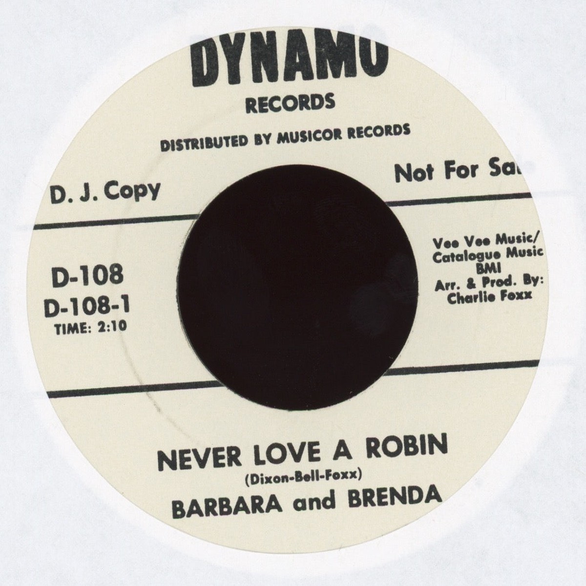 Barbara And Brenda – Never Love A Robin on Dynamo Promo Northern Soul 45