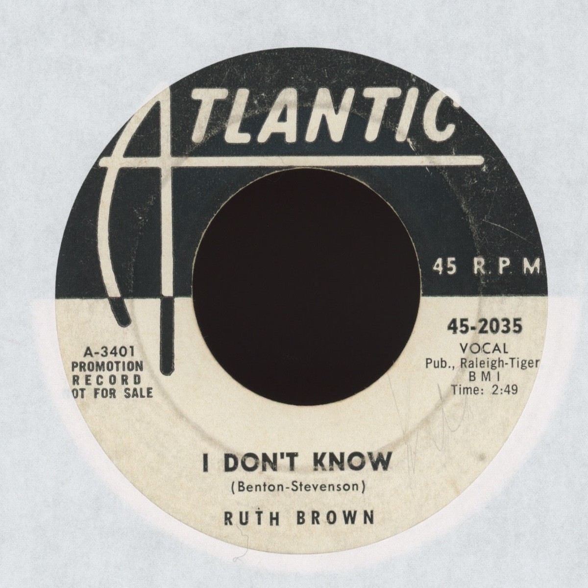 Ruth Brown – I Dont Know on Atlantic Promo RB Popcorn 45