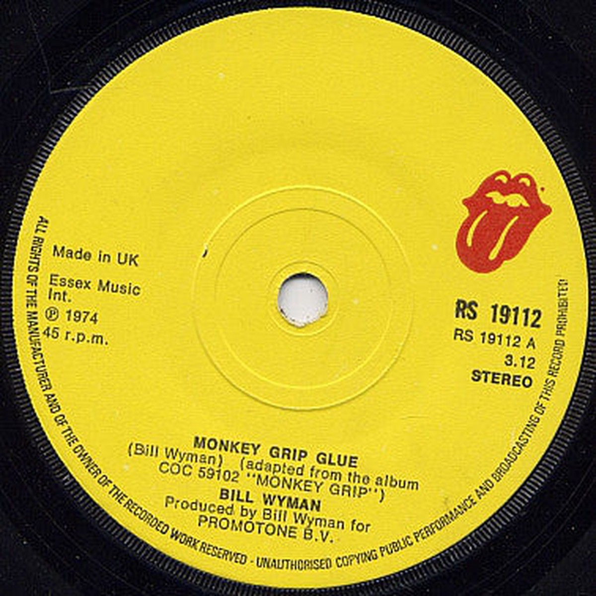 Bill Wyman – Monkey Grip Glue (7) – USED