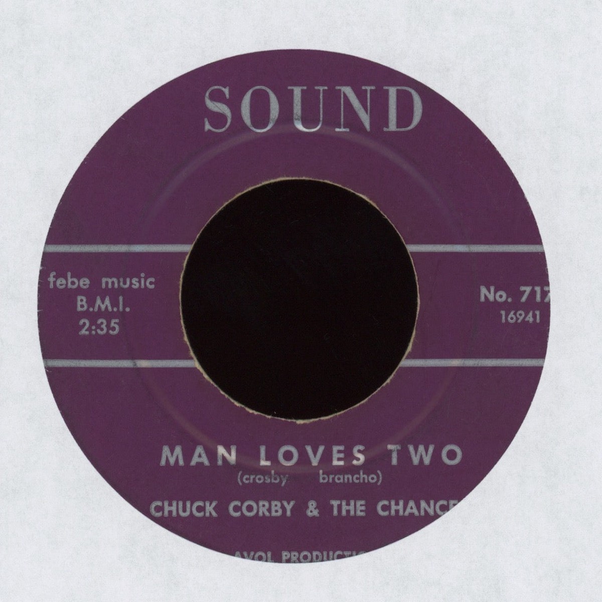 Chuck Corby The Chances – Man Loves Two on Sound Northern Soul 45