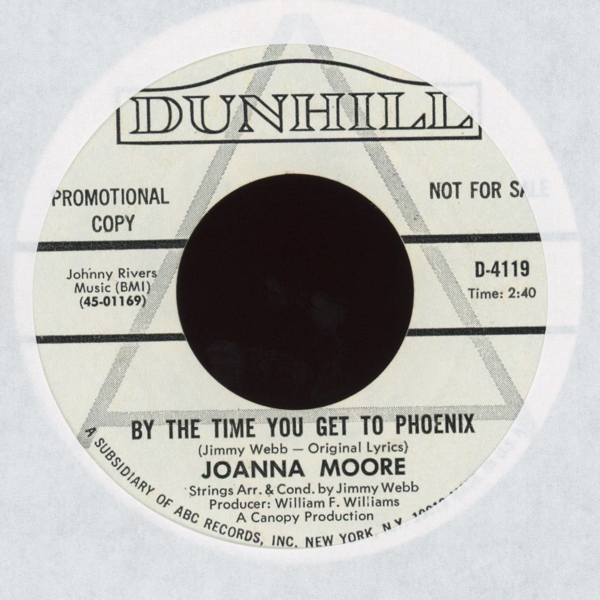 Joanna Moore – By The Time You Get To Phoenix on Dunhill Promo Pop Rock Answer Song 45