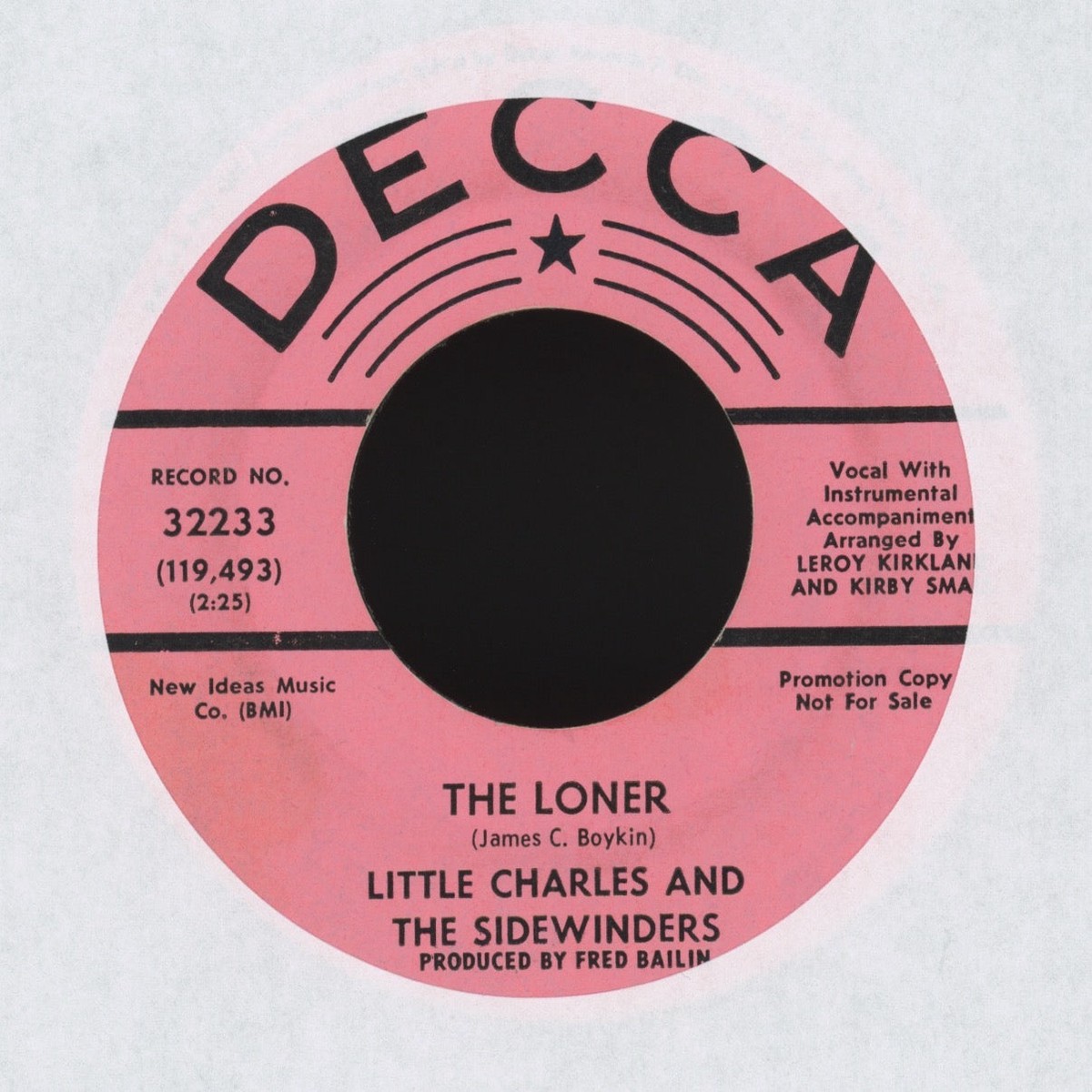 Little Charles And The Sidewinders – The Loner on Decca Promo Northern Soul 45