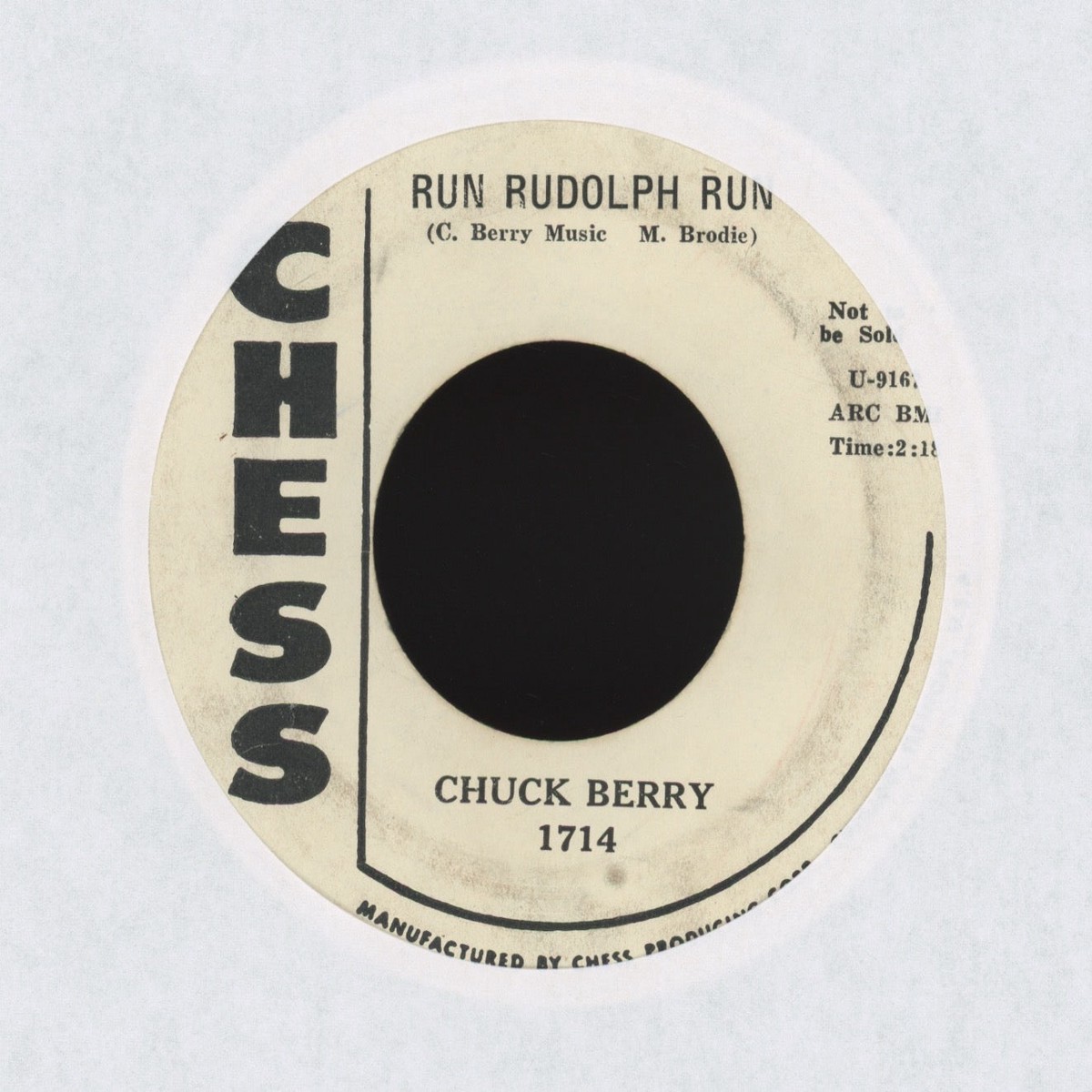 Chuck Berry – Run Rudolph Run on Chess Promo Xmas RB Rocker 45