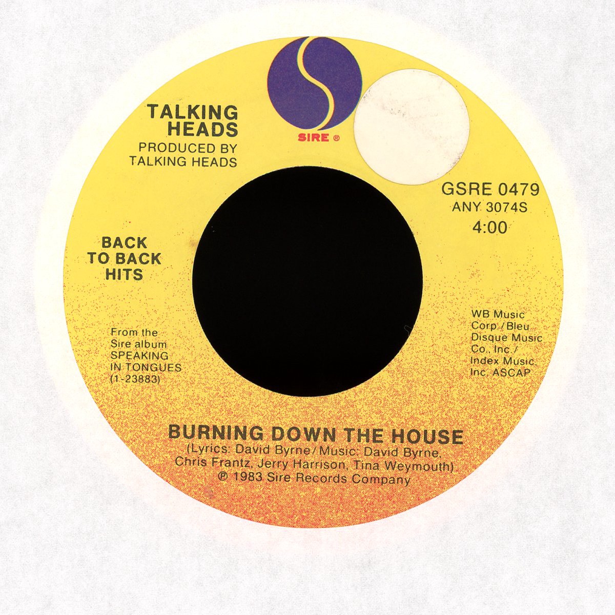 Talking Heads – Burning Down The House This Must Be The Place (Naive Melody) on Sire – Rock 45