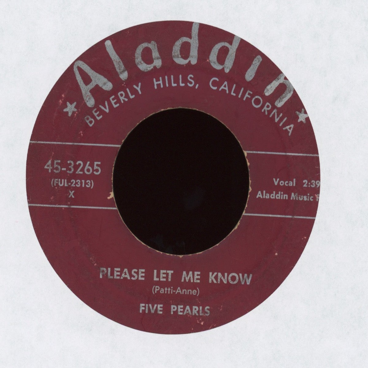 Five Pearls – Please Let Me Know Real Humdinger on Aladdin Doo Wop 45