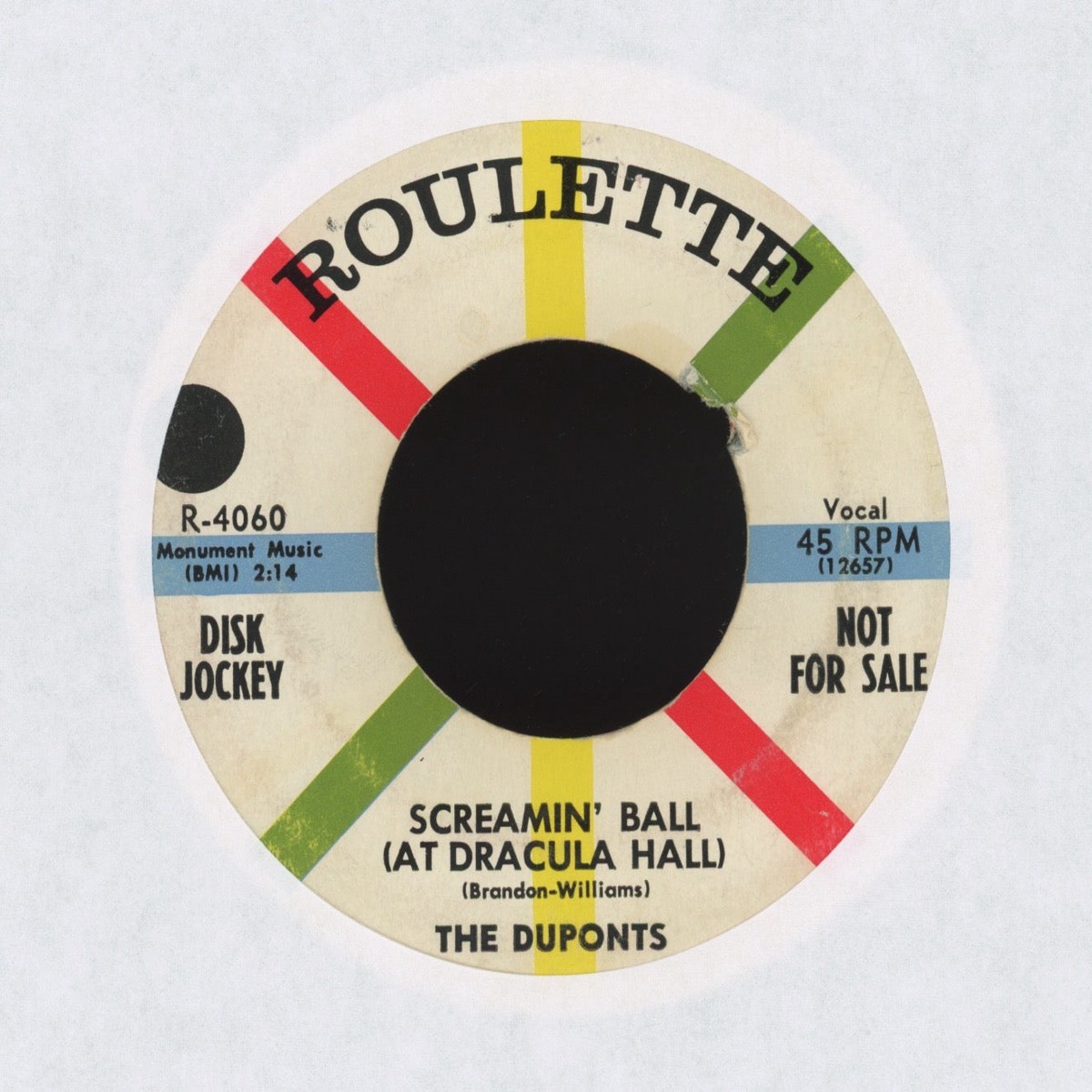 The Duponts – Screamin Ball (At Dracula Hall) on Roulette Promo Halloween Horror RB Doo Wop 45