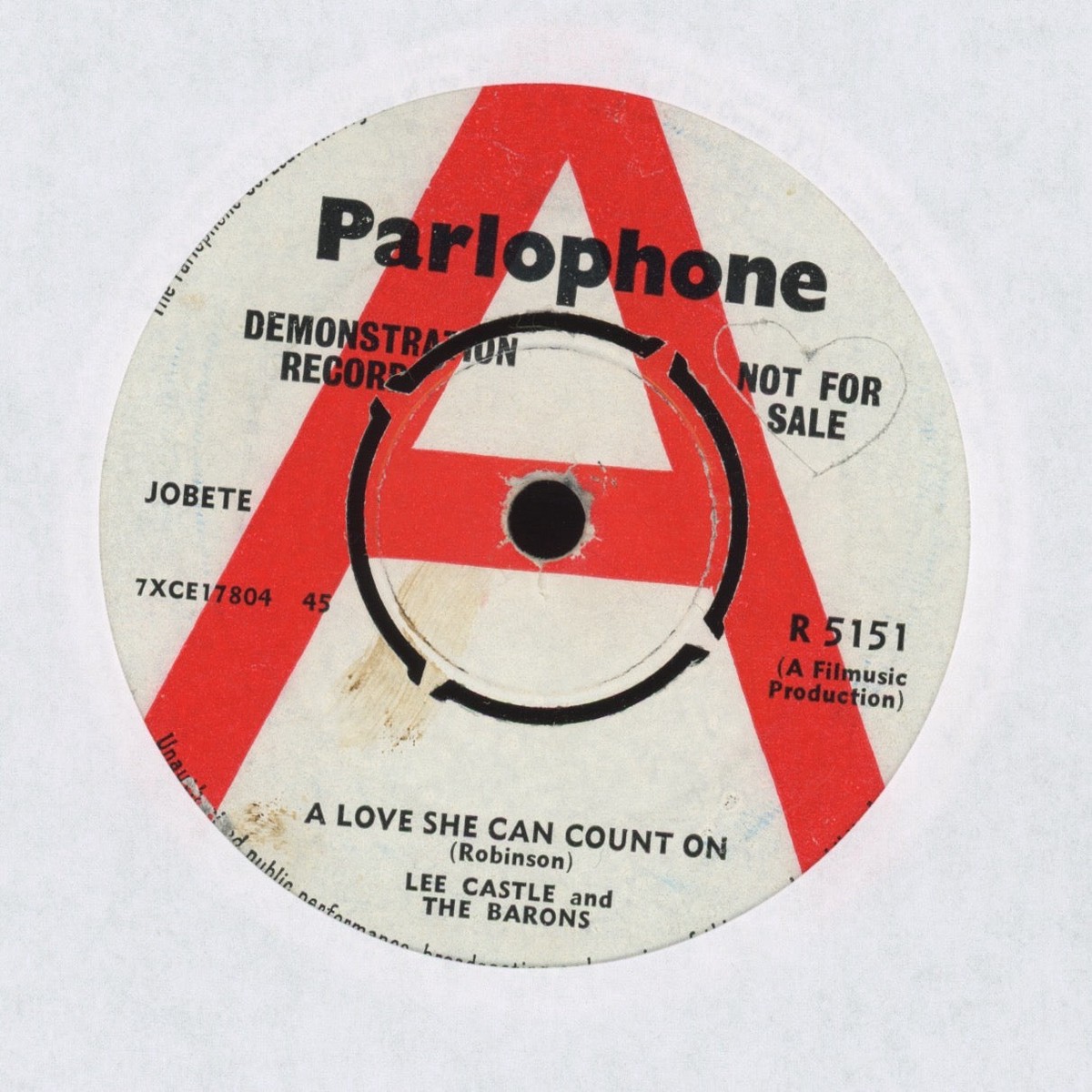 Lee Castle The Barons – A Love She Can Count On on Parlophone Promo UK Beat 45