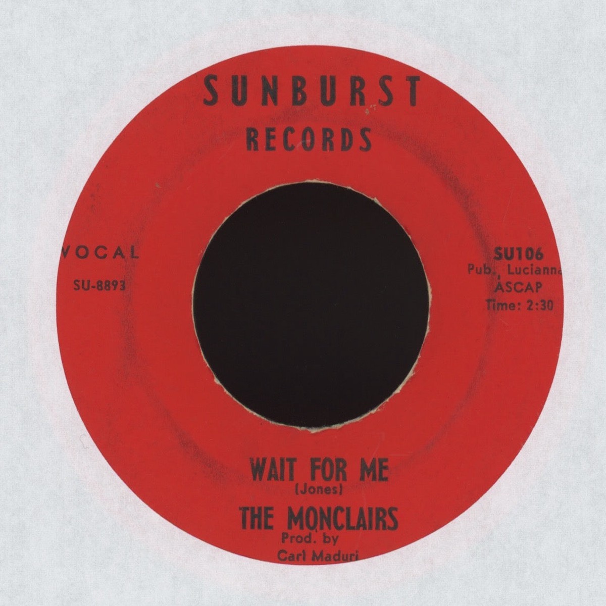 The Monclairs – Wait For Me on Sunburst Northern Soul 45