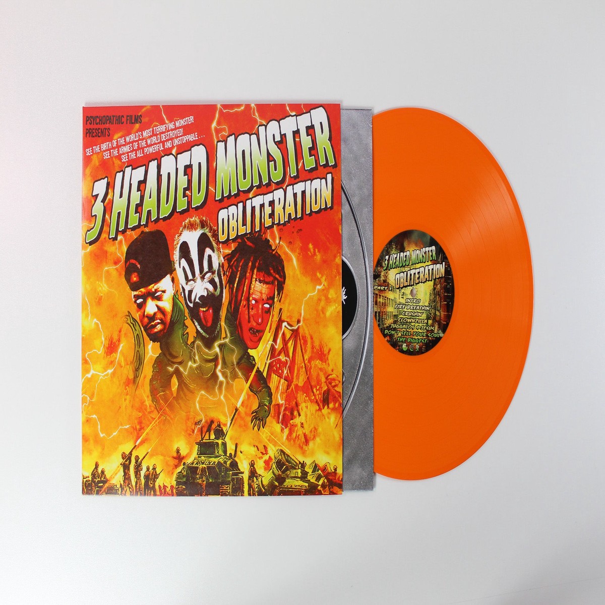3 Headed Monster - Obliteration Ltd Orange Vinyl on Psychopathic Records