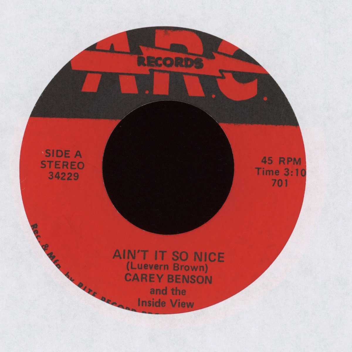 Carey Benson And The Inside View – Aint It So Nice Chris Jam on ARC Funk 45