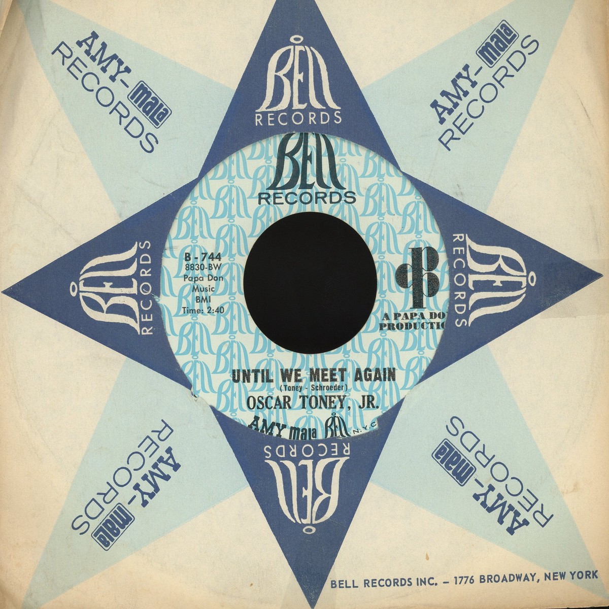 Oscar Toney Jr – Just For You Until We Meet Again on Bell Records Soul 45