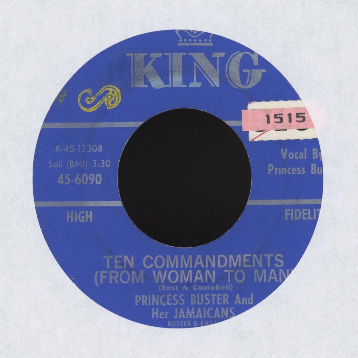 Princess Buster And Her Jamaicans – Ten Commandments (From Woman To Man) on King Reggae 45