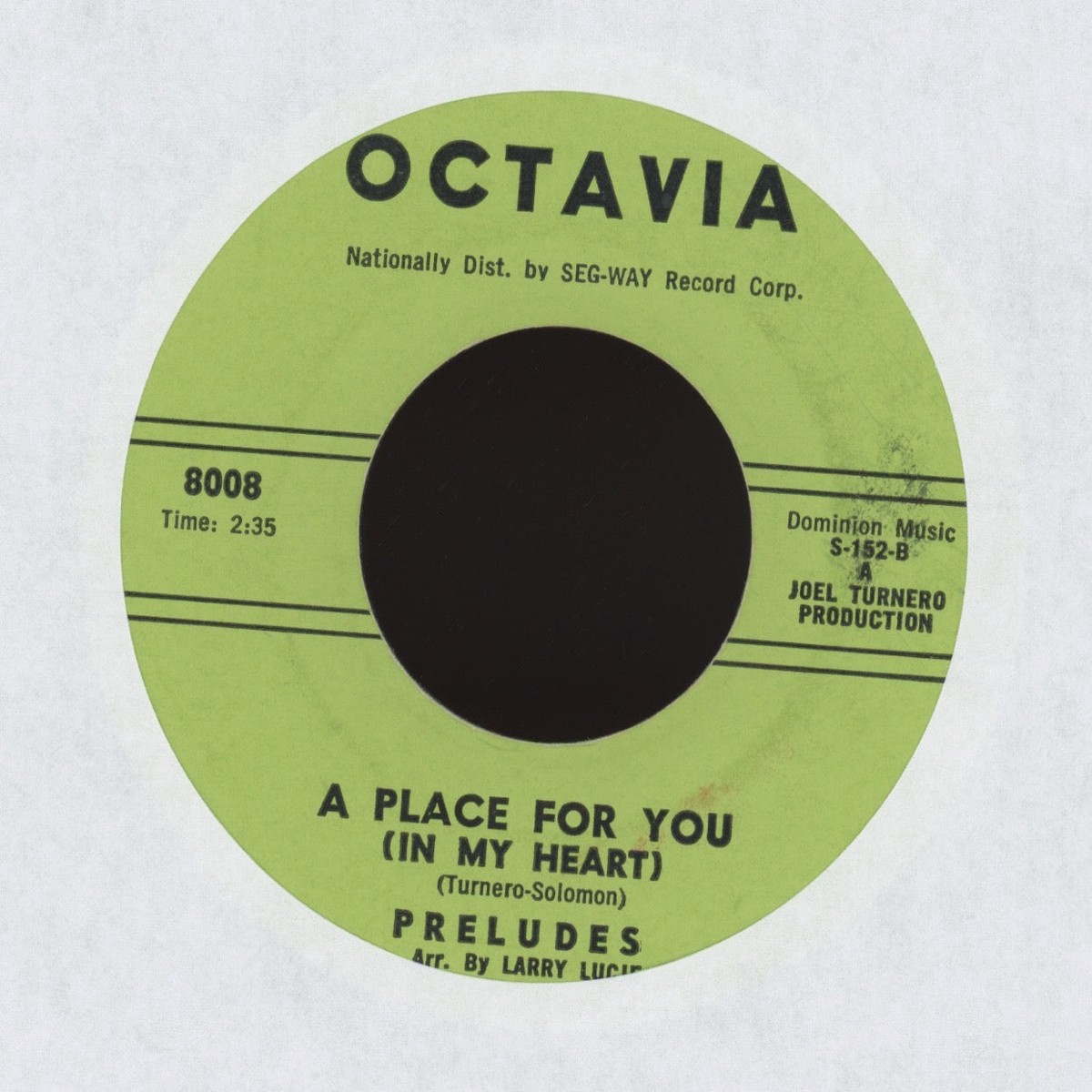 The Preludes – That Would Be So Good A Place For You (In My Heart) on Octavia RB Doo Wop 45