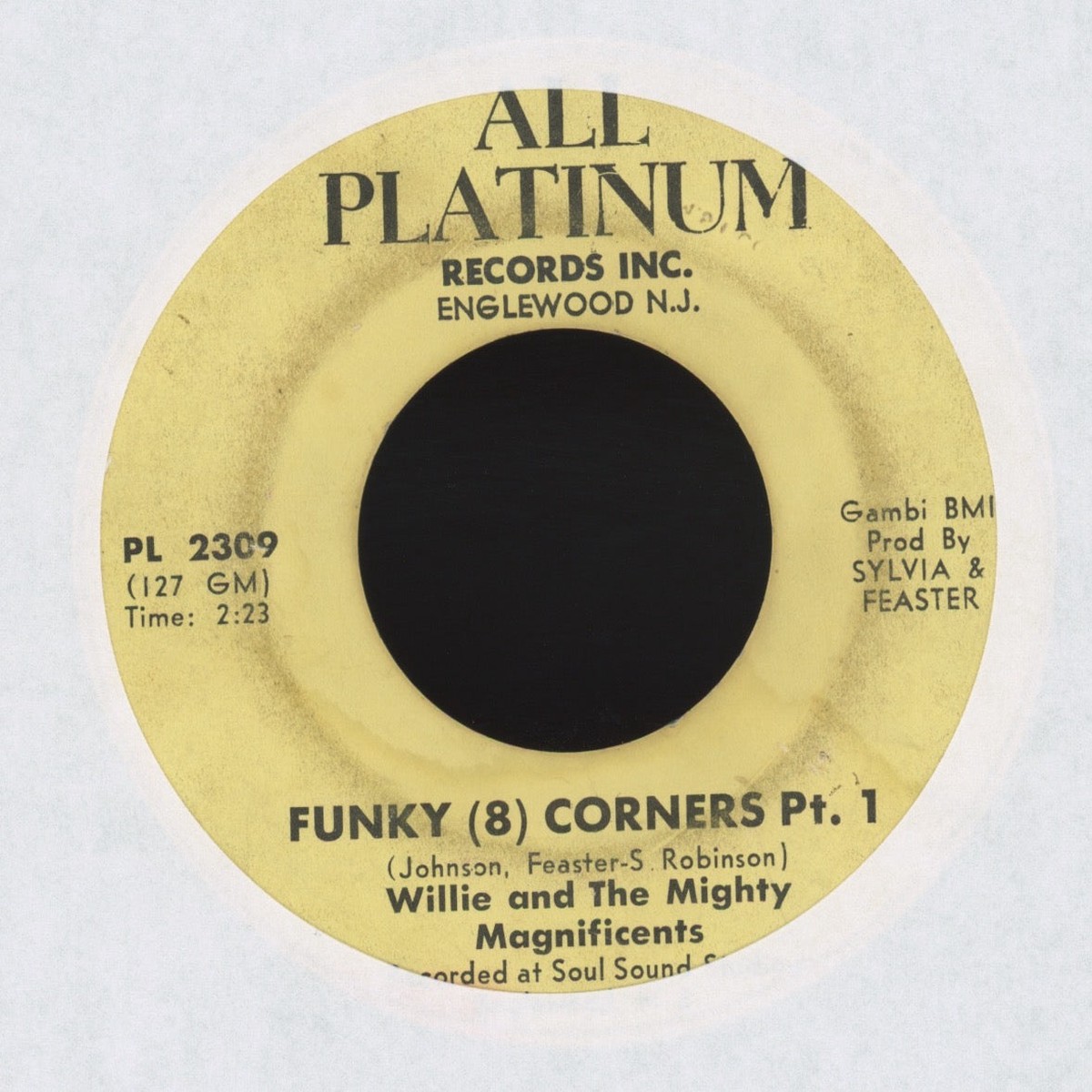Willie The Mighty Magnificents - Funky (8) Corners on All Platinum Funk 45