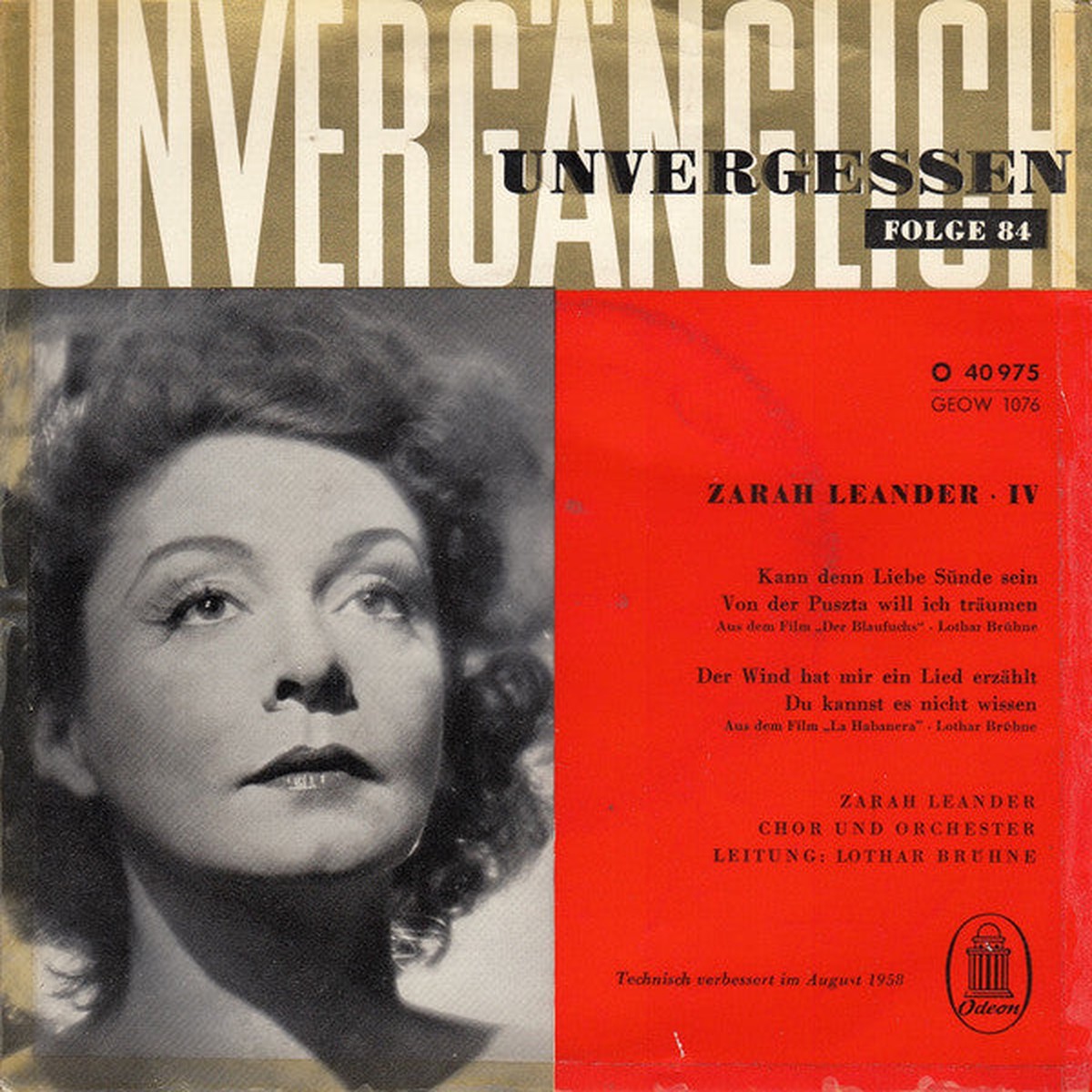Zarah Leander - Zarah Leander 4 (7 EP Mono) - USED