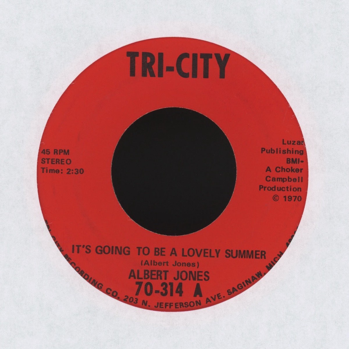 Albert Jones - Its Going To Be A Lovely Summer on Tri-City Northern Soul 45