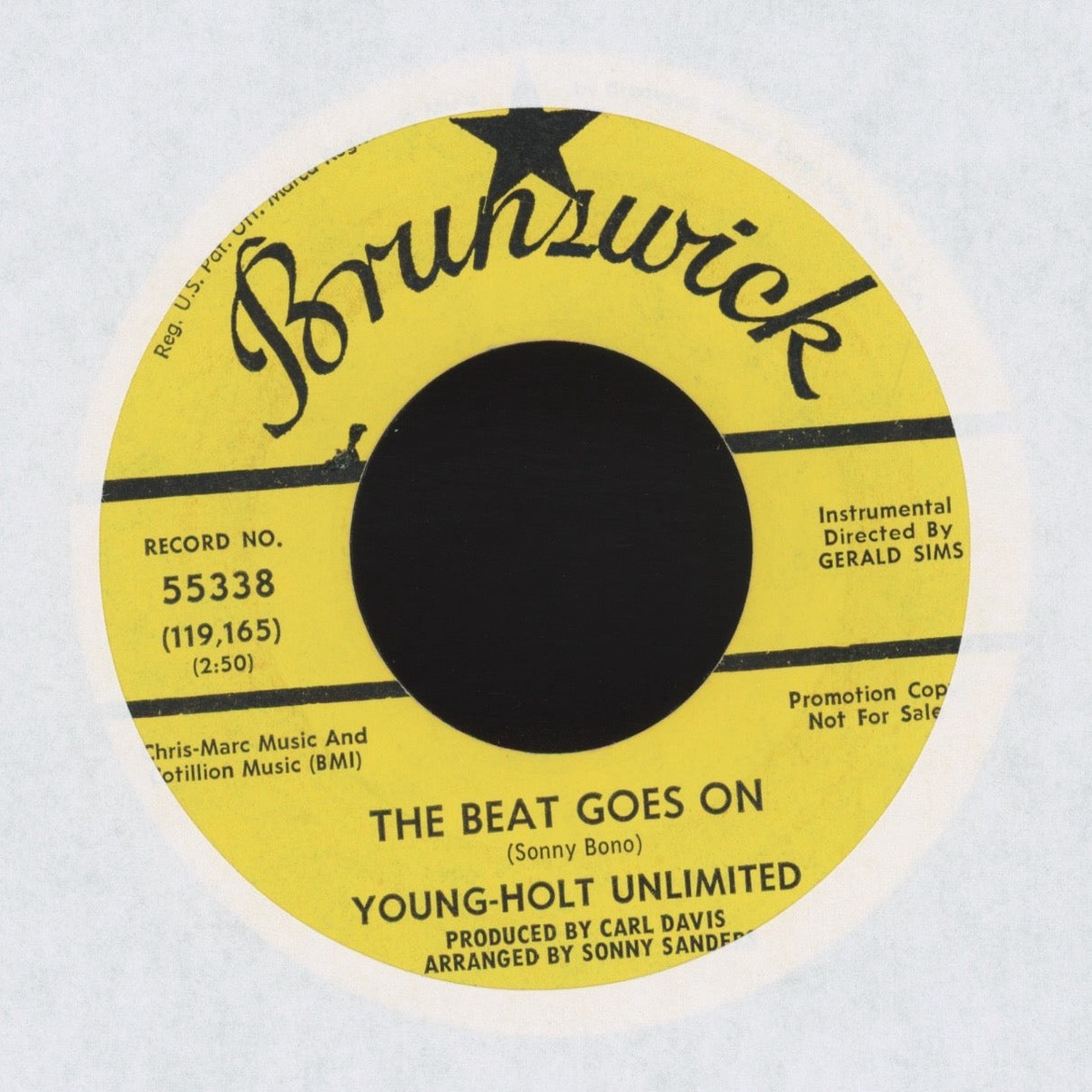 Young Holt Unlimited - The Beat Goes On on Brunswick Promo Jazz Funk 45