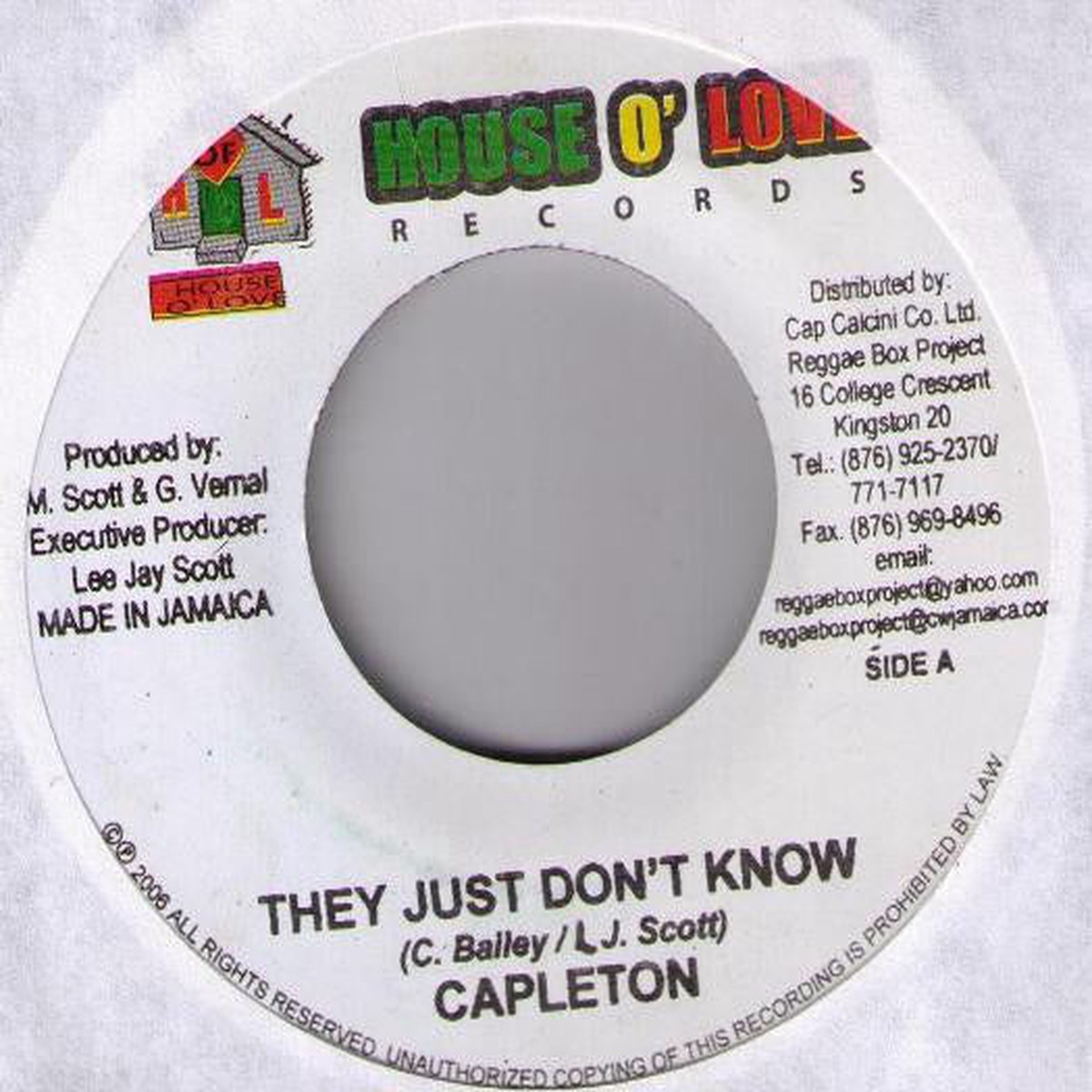 Capleton Smoke (20) - They Just Dont Know Song For The Poor (7 Single) - USED