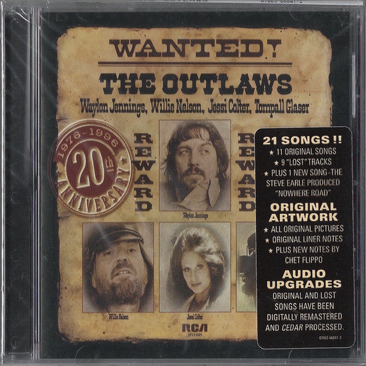 Waylon Jennings Willie Nelson Jessi Colter Tompall Glaser - Wanted The Outlaws (1976-1996 20th Anniversary) (CD Comp RE RM) - USED