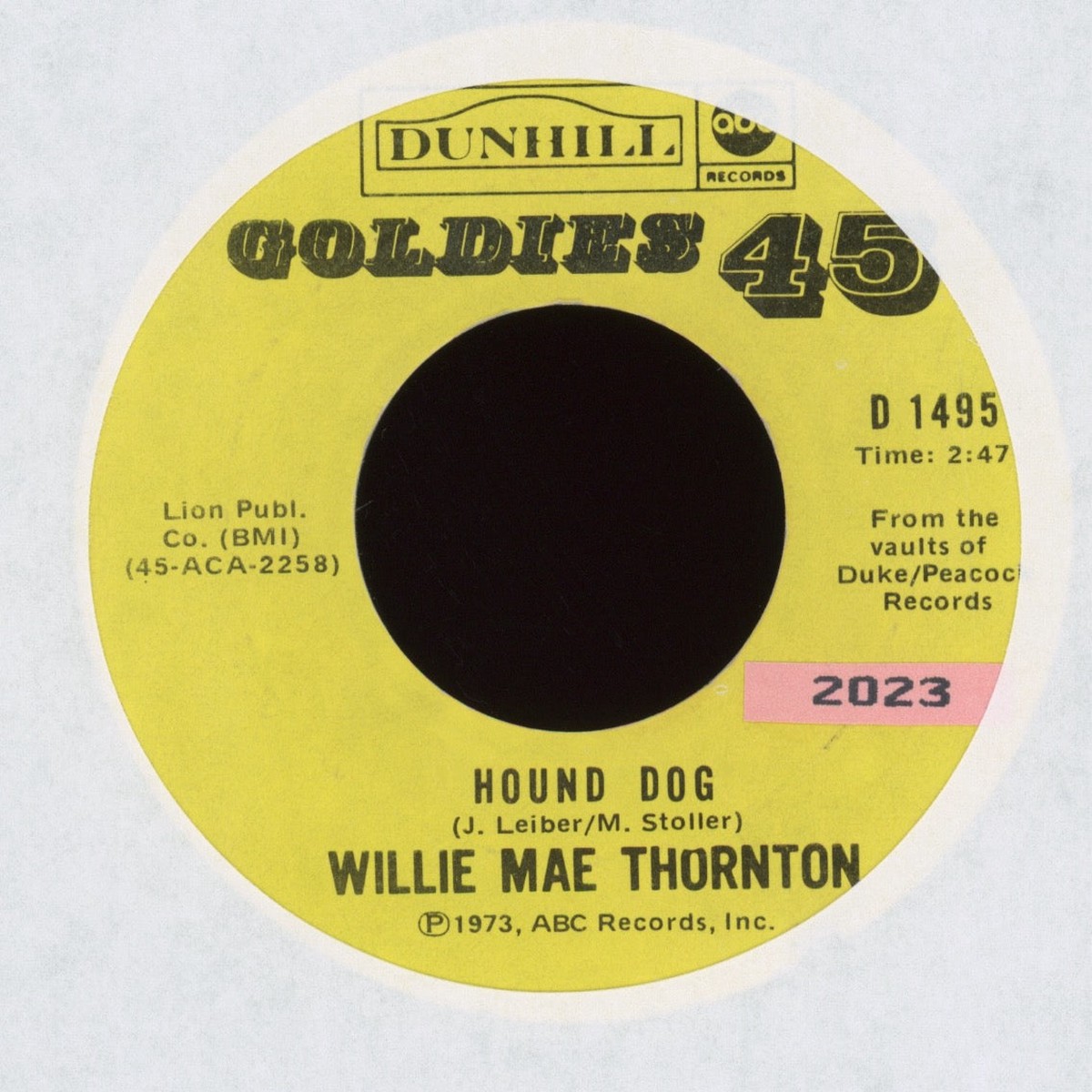 Willie Mae Thornton - Hound Dog I Smell A Rat on Dunhill Oldies 45 Reissue