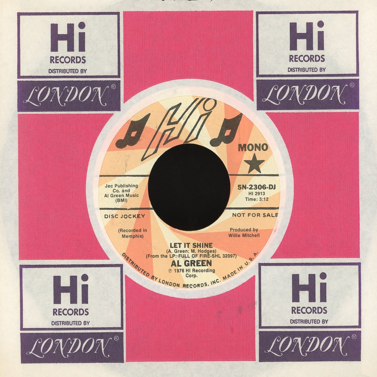 Al Green - Let It Shine on Hi Records Promo Soul 45