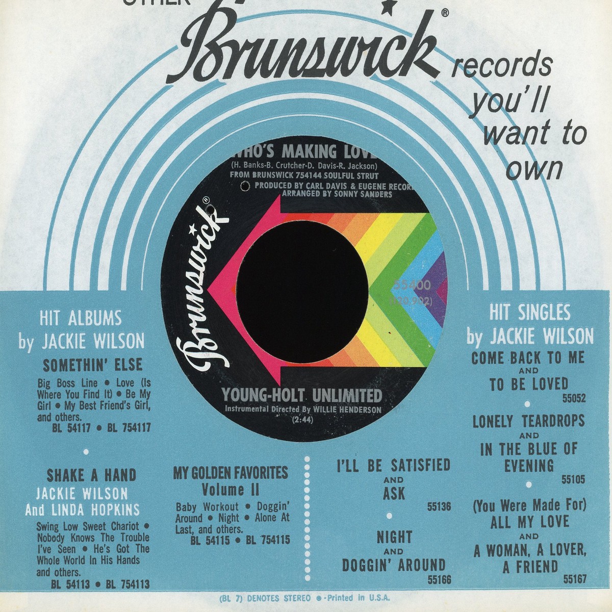 Young Holt Unlimited - Whos Making Love Just Aint No Love on Brunswick Soul Jazz 45