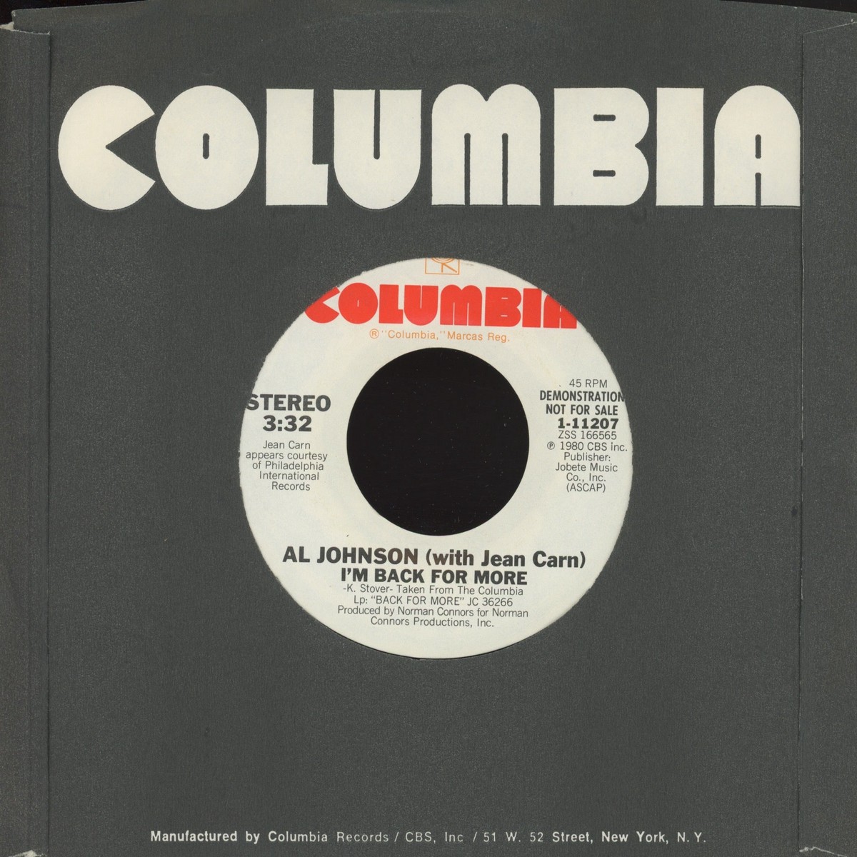 Al Johnson - Im Back For More on Columbia Modern Soul 45
