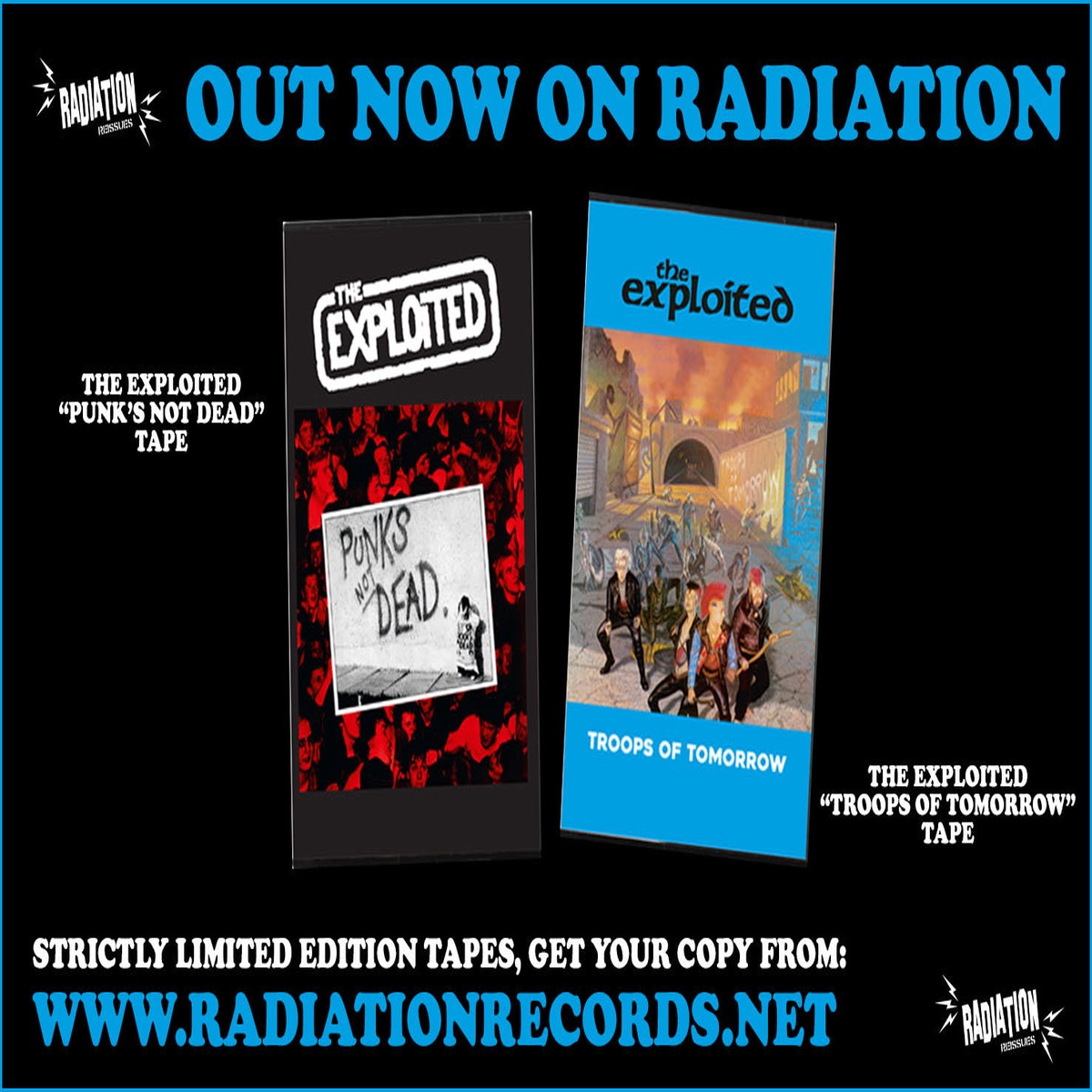 RADIATION THE EXPLOITED BUNDLE PUNKS NOT DEAD TROOPS OF TOMORROW (cassettes) - NEW