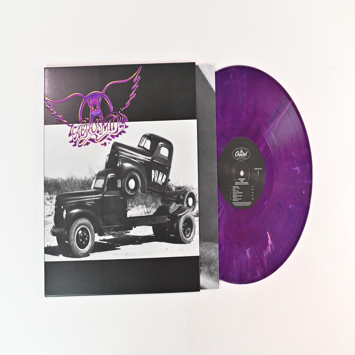 Aerosmith - Pump on Capitol Ltd Numbered Purple with White Marble Reissue Plus Grape Vinyl Bonus 7