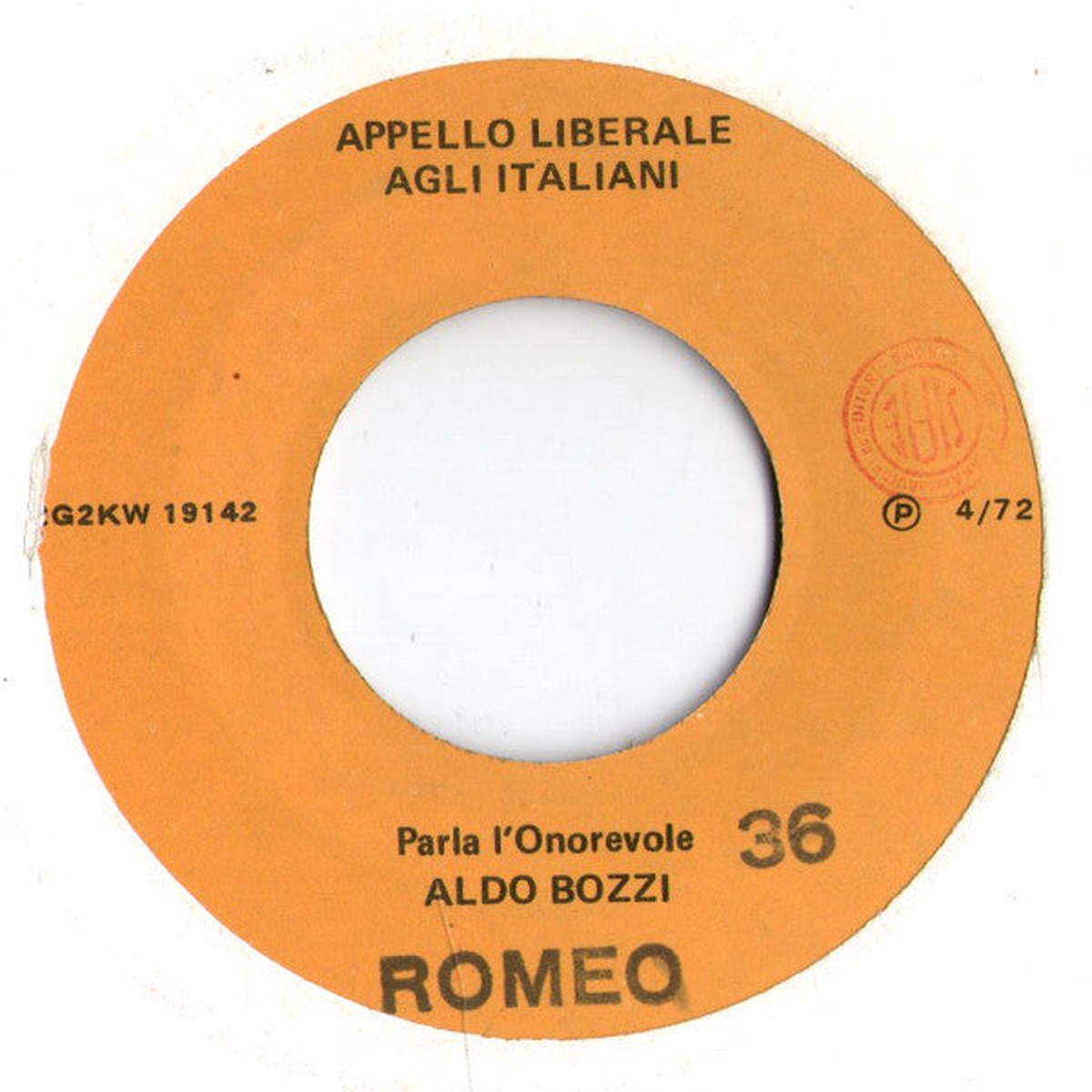 Aldo Bozzi - Appello Liberale Agli Italiani (7 SSided) - USED
