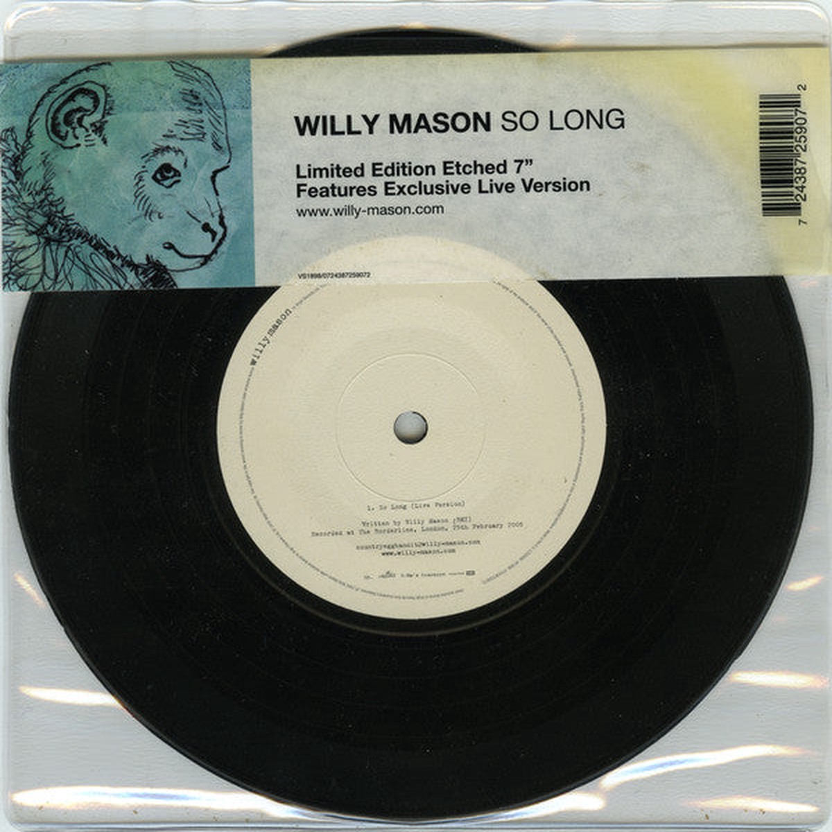 Willy Mason - So Long (Live Version) (7 SSided Etch Ltd) - USED