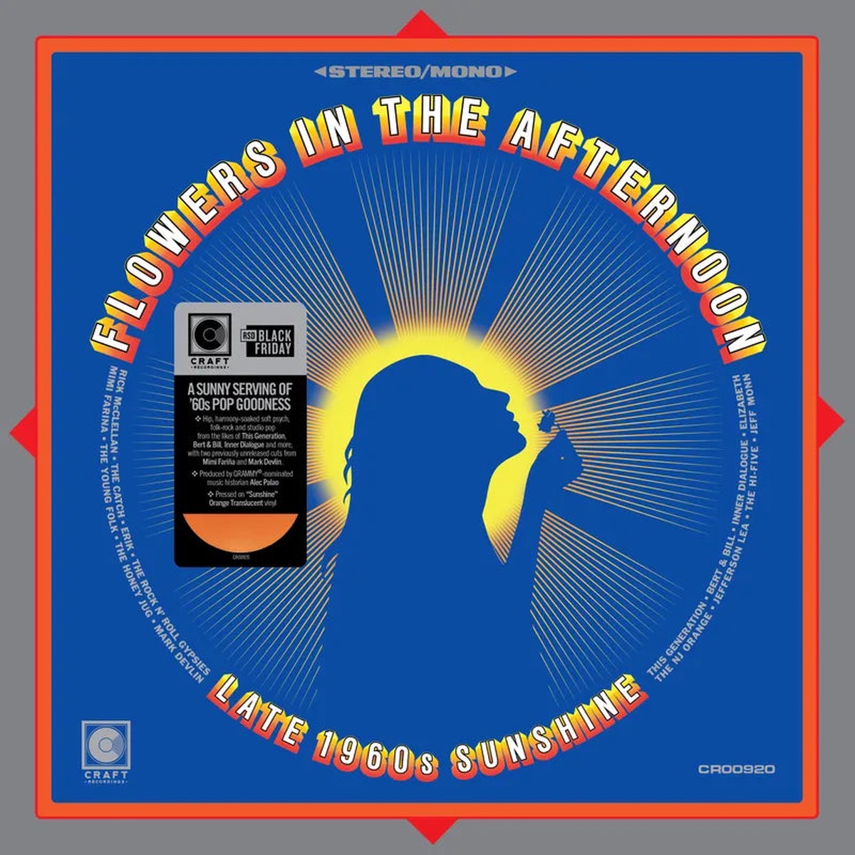 Various Artists - Flowers In The Afternoon Late 1960s Translucent Orange Vinyl