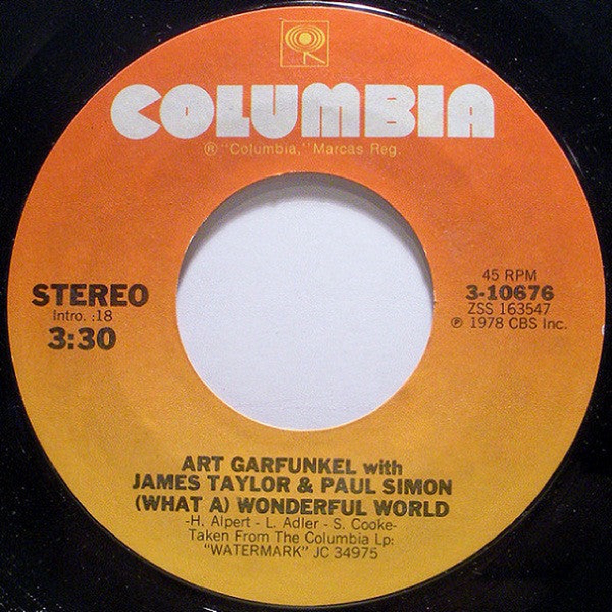 Art Garfunkel With James Taylor (2) Paul Simon - (What A) Wonderful World (7 Single) - USED