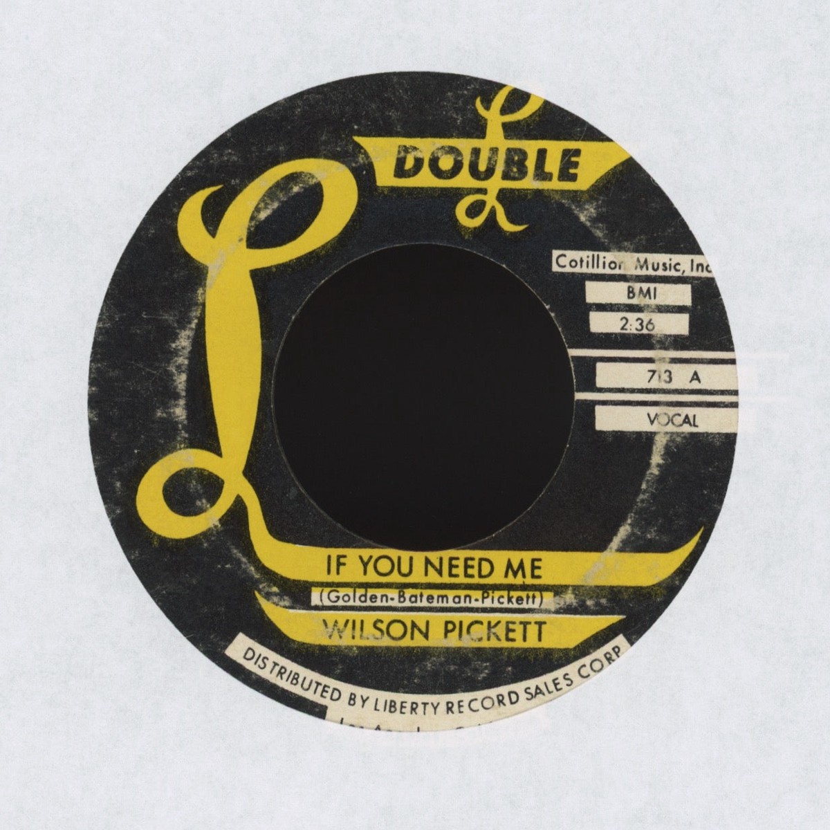 Wilson Pickett - Baby Call On Me on Double L Northern Soul RB 45