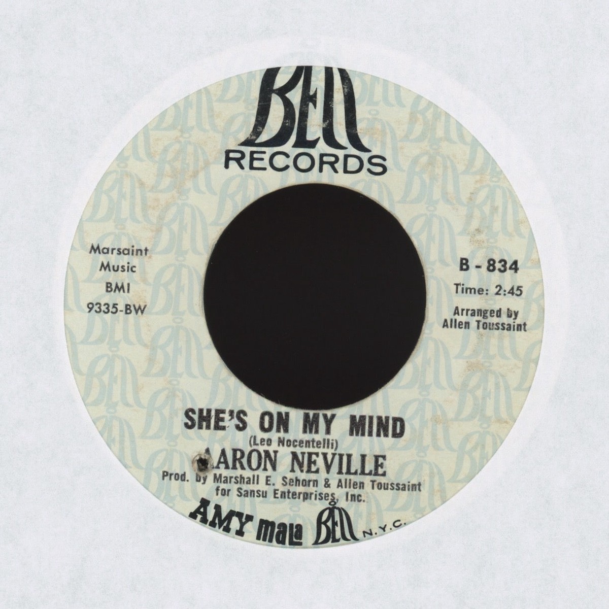 Aaron Neville - Shes on My Mind on Bell Soul 45