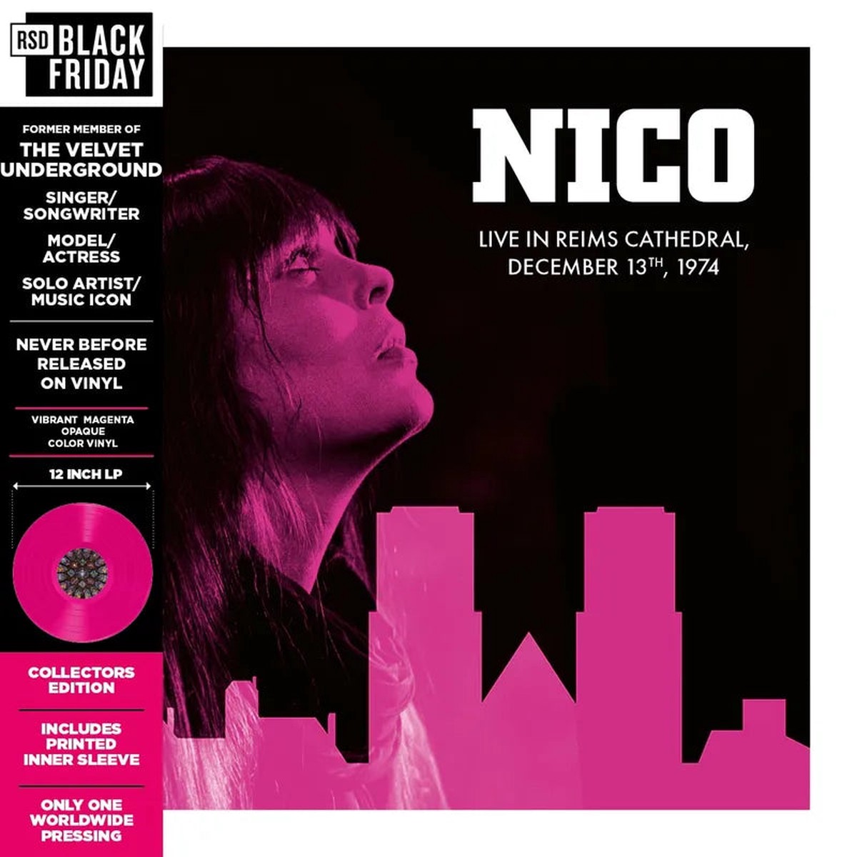 Nico - Live In Reims Cathedral 1974 Vibrant Magenta Opaque Vinyl