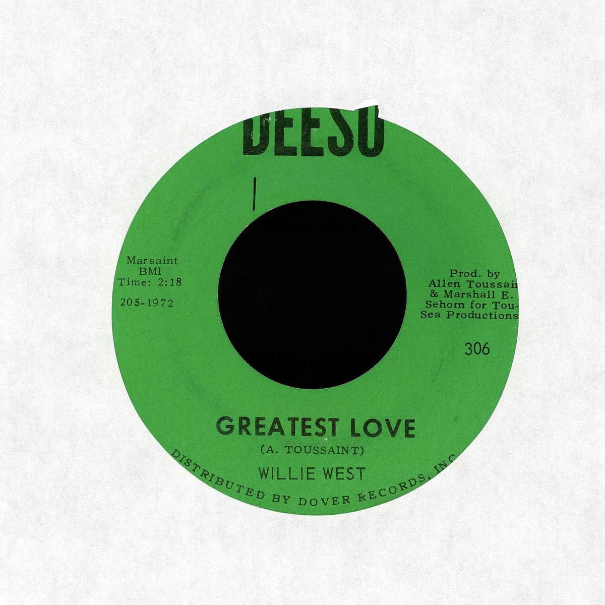 Willie West - Greatest Love Hello Mama on Deesu Soul 45