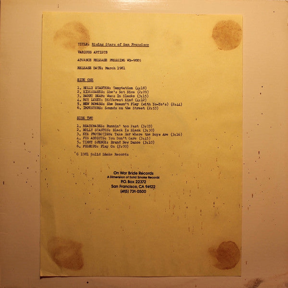 Various - Rising Stars Of San Francisco (LP Comp TP) - USED