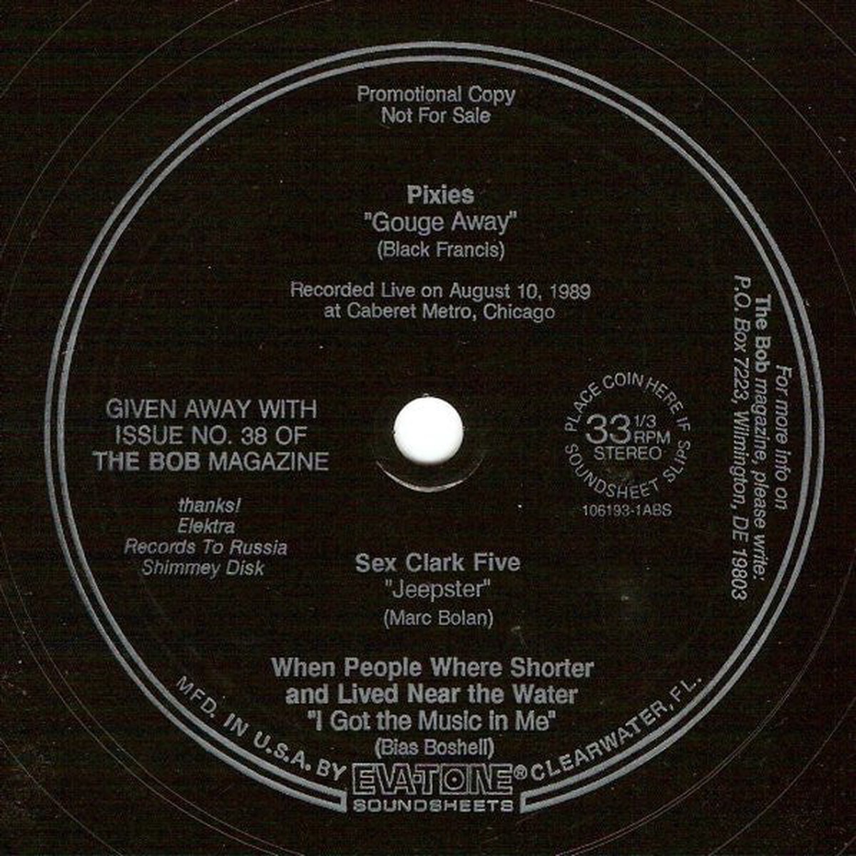 Pixies Sex Clark Five When People Where Shorter And Lived Near The Water - Untitled (Flexi 7 Promo) - USED