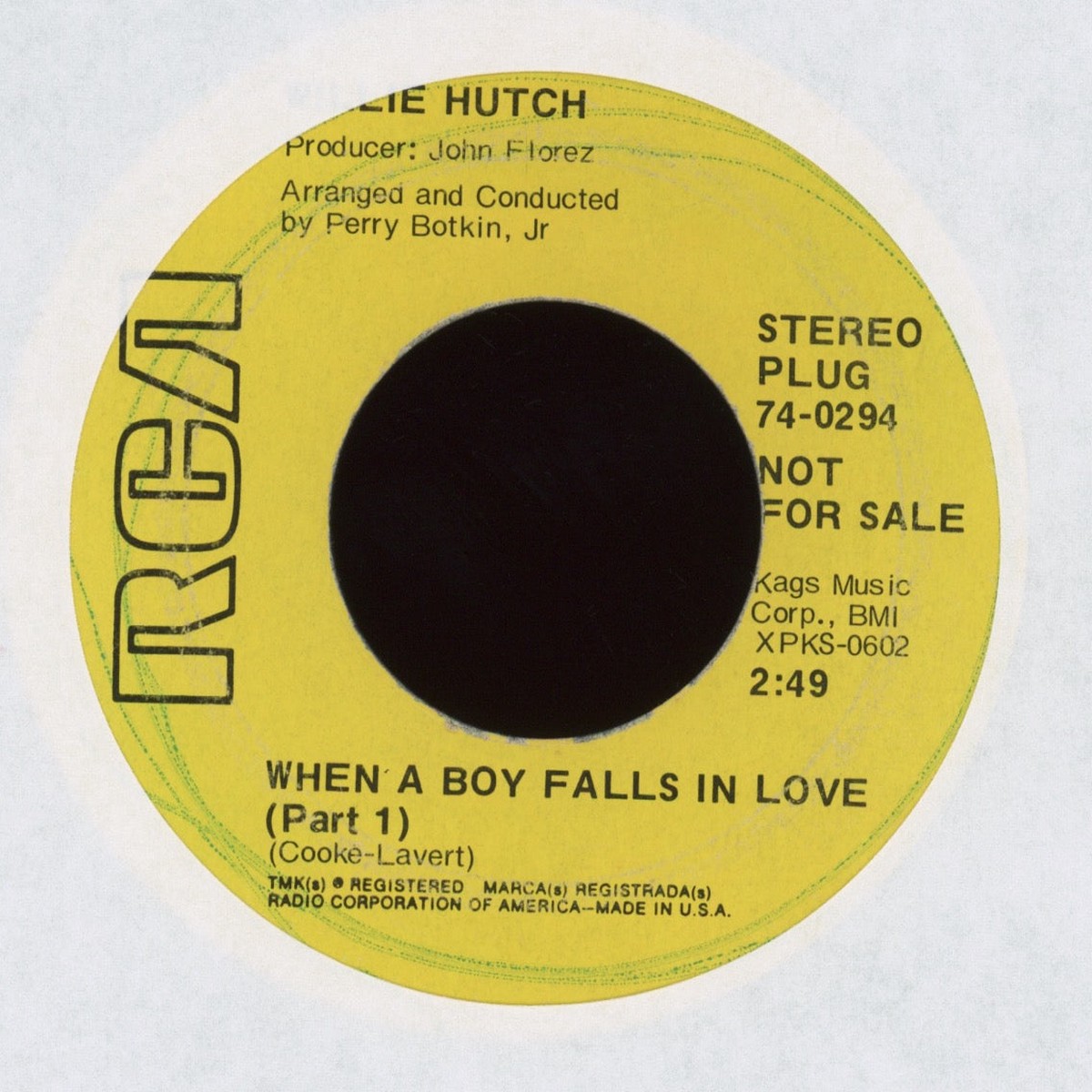 Willie Hutch - When A Boy Falls In Love on RCA Promo Northern Soul 45