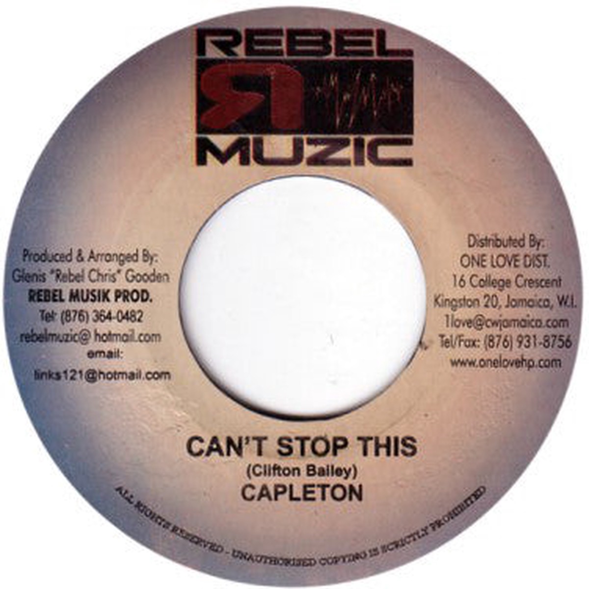 Capleton - Cant Stop This (7) - USED