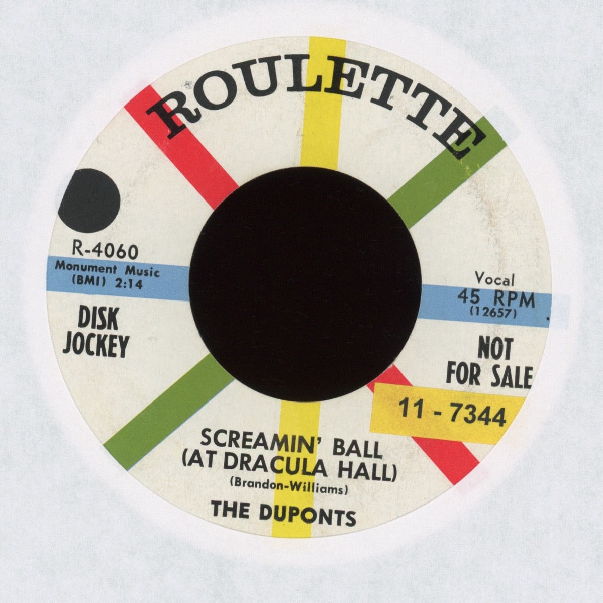The Duponts – Screamin Ball (At Dracula Hall)on Roulette Promo Halloween Horror RB Doo Wop 45